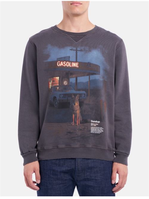 Felpa girocollo over in cotone stampato DONDUP | UF765 KF0151.999